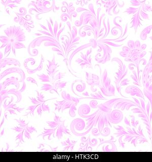 Doodle paisley pattern transparente. Les éléments floraux dégradé sur fond blanc. L'imitation d'aquarelle. Rose délicat. Impression deux couleurs Illustration de Vecteur