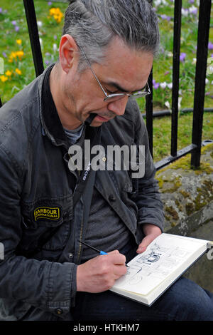 Edinburgh, Ecosse, Royaume-Uni. Mar 13, 2017. Un croquis de l'artiste l'avant de Bute House, la résidence officielle du Premier Ministre de l'Ecosse Nicola Sturgeon, comme à l'intérieur Mme Sturgeon annonce qu'elle a l'intention de demander au Parlement écossais et à l'approbation du Gouvernement britannique d'appeler un second référendum sur l'indépendance écossaise, le Crédit : Ken Jack/Alamy Live News Banque D'Images