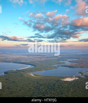 En période d'inondation de la rivière de la Forêt, Vue du dessus Banque D'Images