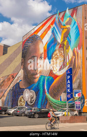 Héritage murale, par Josh et Eric Sarantitis Okdeh, 707, rue Chestnut, Centre Ville, Philadelphie, Pennsylvanie, USA Banque D'Images