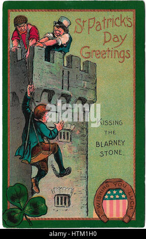 Le jour de rue Patrick Vintage postcard illustration du début des années 1900. Banque D'Images