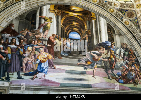 Les Chambres de Raphaël (1508-1524) au Musée du Vatican, Raphaël( !483-1520). Cité du Vatican, Rome, Italie. Banque D'Images