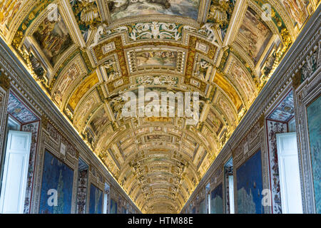 La Galerie de cartes en Thr Musée du Vatican, Cité du Vatican, Rome, Italie. Banque D'Images