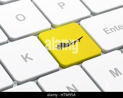 Billet d'avion : concept d'arrière-plan on computer keyboard Banque D'Images