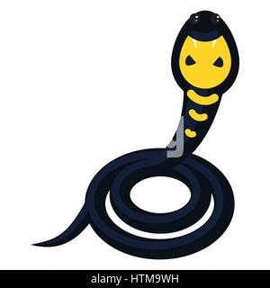 Cobra Snake cartoon vector illustration sur blanc. Reptiles dangereux animal du désert. Illustration de Vecteur