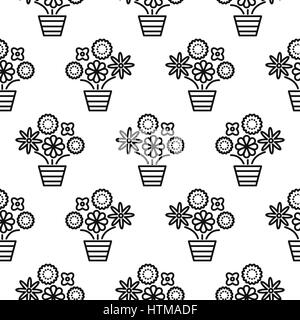 Pots de fleurs contour motif transparente texture. Illustration de Vecteur