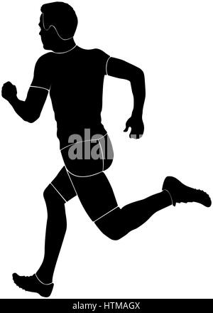 Homme runner sprinter d'organiser des concours silhouette noire Banque D'Images