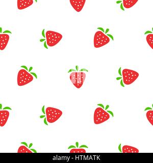 Cute fraise rouge et blanc modèle homogène. Illustration de Vecteur