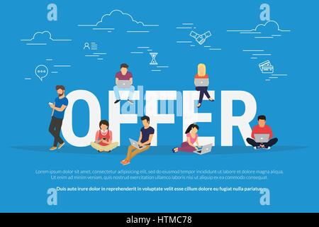 Illustration concept de l'offre de jeunes avec l'aide d'appareils Illustration de Vecteur
