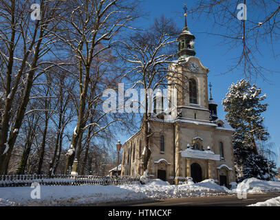 Église Évangélique Christuskirche Hohndorf en Saxe, Allemagne - en hiver Banque D'Images