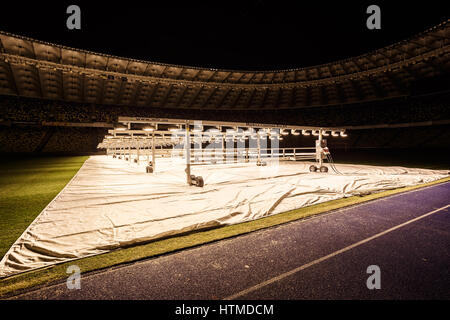 Kiev, Ukraine - 02 mars, 2017 : NSC Olimpiiskiy. Le stade de football en Ukraine centrale. Formation Open Banque D'Images