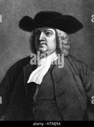 William Penn (1644-1718) Membre de la Société des amis, plus connue sous le nom de Quakers. Établi en Pennsylvanie, l'Amérique. Gravure 1837. Banque D'Images