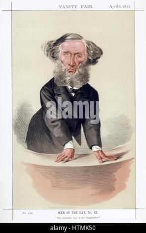 John Tyndall (1820-1893) Physicien britannique d'origine irlandaise. {Professeur à l'Institution royale, Londres, 1854. A travaillé sur le rayonnement thermique et acoustique. Est mort d'empoisonnement accidentel le chloral. Caricature de 'Vanity Fair', Londres, 6 avril 1872, le montrant des conférences Banque D'Images