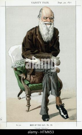Charles Darwin (1809-82) naturaliste anglais. L'évolution par sélection naturelle. Caricature de 'Vanity Fair', Londres, septembre 1871 Banque D'Images