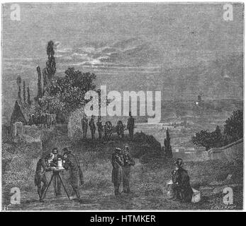 En 1822 les Français nommé commission à trouver la vitesse du son dans l'air. Deux collines près de Paris choisi pour l'expérience à Villejuif et Montlhery. Sur chaque colline un fusil était déchargé. Des observateurs sur l'autre colline, en notant le temps de flash et d'un temps Banque D'Images