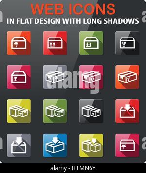 Fort icons set dans la télévision et d'une grande ombre Illustration de Vecteur