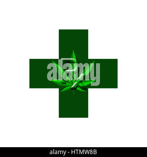Symbole médical illustrant l'usage légal de la marijuana médicale. Banque D'Images