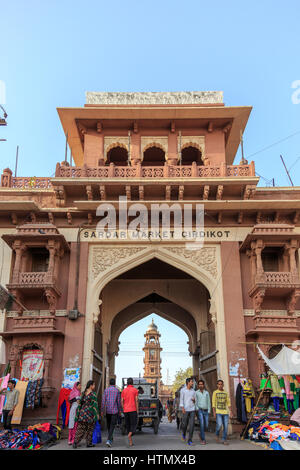 Tour de l'horloge et Sardar Market, Jodhpur, Inde Banque D'Images