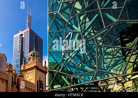 L'architecture moderne à Federation Square, Melbourne, Australie Banque D'Images