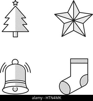 Définir l'icône de Noël style pointillé Illustration de Vecteur