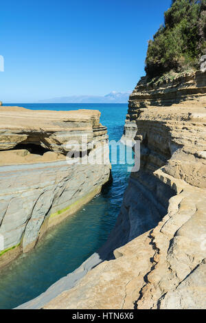 Le canal de l'amour, Canal d'amour à Sidari. L'île de Corfou, Grèce. Banque D'Images