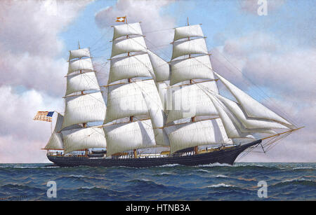 Antonio Jacobsen - l'American clipper ship Flying Cloud en mer toutes voiles dehors Banque D'Images