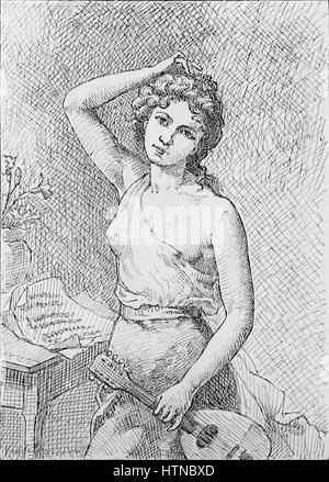 « Une Cigale » de Marius Vasselon (la Cicada) capte l’énergie vibrante de la cigale, symbolisant l’été et le passage du temps. La peinture utilise des couleurs vives et des formes fluides pour évoquer un sentiment de vivacité et les cycles de la nature. Banque D'Images