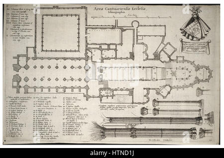 Place Wenceslas Hollar - Cathédrale de Canterbury- plan (état 2) Banque D'Images