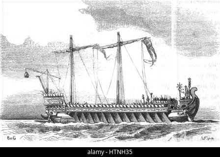 Cette œuvre, intitulée « la Marine » de Pacini, capture une scène navale dramatique. La peinture représente probablement une bataille maritime ou une flotte navale, soulignant la puissance et le dynamisme de la guerre maritime au XVIIIe siècle. Banque D'Images