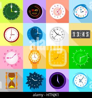 Horloges icons set coloré. Télévision illustration de 16 horloges icons set vector icons for web Illustration de Vecteur