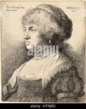 Place Wenceslas Hollar - Buste de Saskia, après Rembrandt (état 1) Banque D'Images