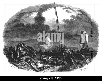 'La Marine' de Pacini est une œuvre qui représente la vie maritime, mettant en évidence le mouvement des navires et des marins en mer. La peinture capte l'énergie et les défis de la vie sur l'eau. Banque D'Images