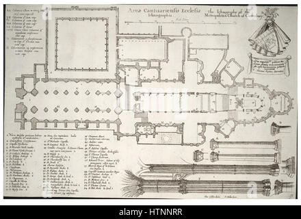 Place Wenceslas Hollar - Cathédrale de Canterbury- plan (état 4) Banque D'Images