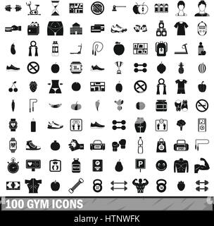 100 sport icons set dans un style simple Illustration de Vecteur