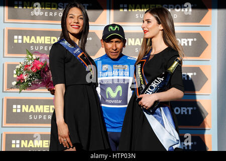 L'Oman. Mar 13, 2017. 52ème Tirreno - Adriatico Etape 06 : Ascoli Piceno - Civitanova Marche Nairo Alexander QUINTANA (COL) Movistar, Leader du Classement général Photo : Cronos/Yuzuru Sunada Crédit : Cronos Foto/Alamy Live News Banque D'Images