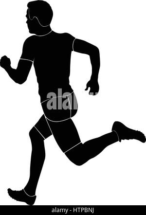 Homme runner sprinter d'organiser des concours silhouette noire Illustration de Vecteur