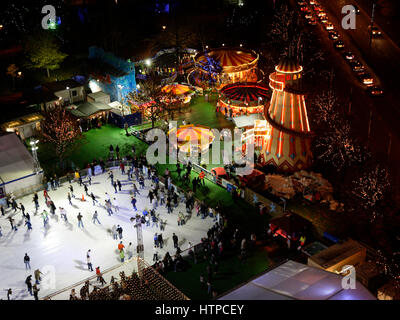 Patin à glace au Winter Wonderland, Cardiff Banque D'Images