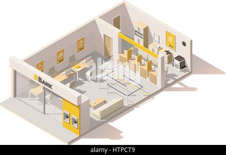 Vector poly faible isométrique de l'intérieur de la banque Illustration de Vecteur