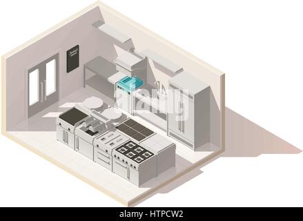 Vector poly faible isométrique cuisine professionnelle Illustration de Vecteur
