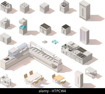Faible isométrique vecteur matériel de restaurant poly Illustration de Vecteur