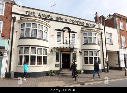 L'Angel Inn & Affichage House AKA The Angel Hotel, High Street, Pershore, Worcestershire England UK Banque D'Images