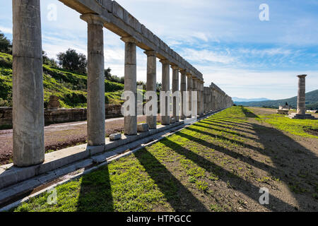 Le stoas du gymnase dans le site archéologique de l'ancienne Messène dans le Péloponnèse, Grèce Banque D'Images