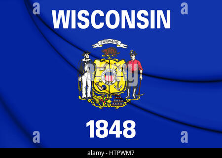 Pavillon 3D du Wisconsin, USA. 3D Illustration. Banque D'Images