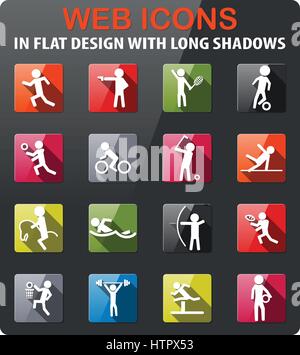 Sport icons set dans la télévision et d'une grande ombre Illustration de Vecteur