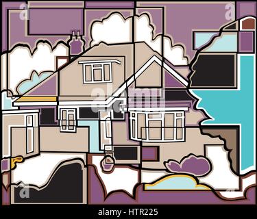 Vector illustration mosaïque modifiable d'une maison générique Illustration de Vecteur