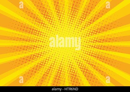 Orange Jaune soleil rayons rétro pop art background Illustration de Vecteur