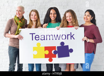 Puzzle Support Team Building Concept Graphique Banque D'Images