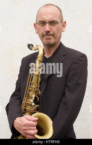 Ian Ellis, saxophoniste de jazz et blues Banque D'Images