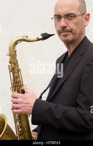 Ian Ellis, saxophoniste de jazz et blues Banque D'Images