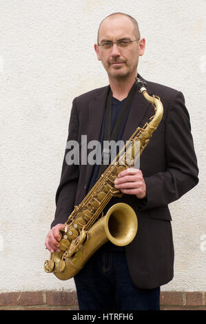 Ian Ellis, saxophoniste de jazz et blues Banque D'Images